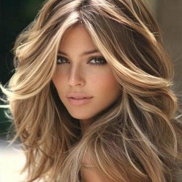 Long, dimensional honey blonde layers